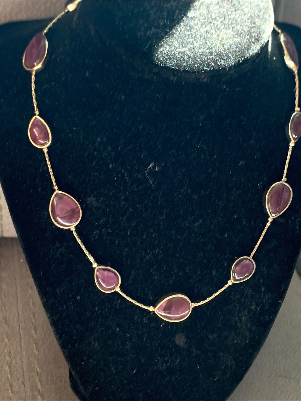 Jones New York Gold-Tone Necklace with Purple Teardrop Stones